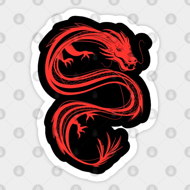 traditional chinese dragon in red/coral Sticker by acatalepsys 